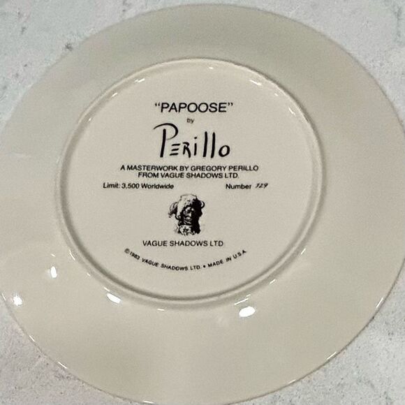 Vague Shadows Ltd "Papoose" Collector Plate 1983 Perillo Limited Collection - Picture 8 of 8